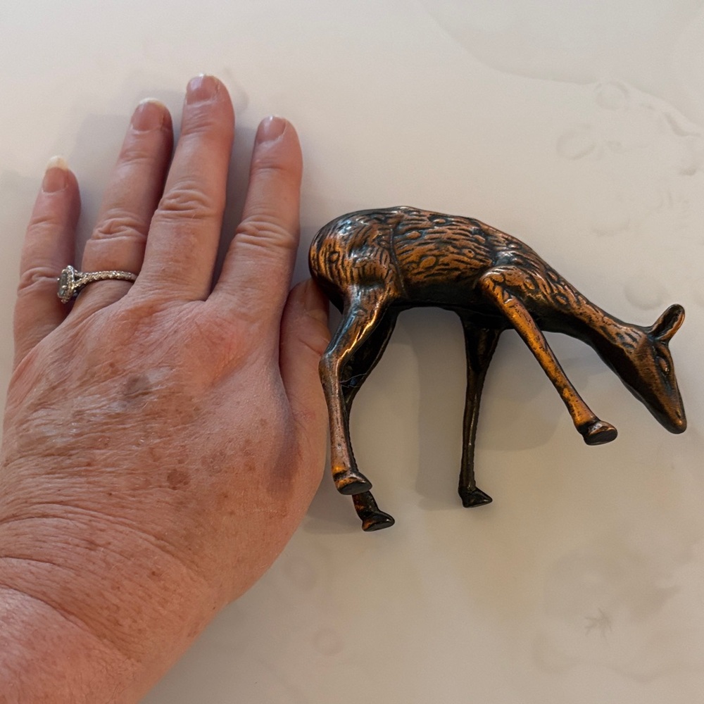 Vintage MCM Hollywood Regency Bronze Brass deer Christmas - Picture 7 of 9